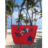 Sac motif Love & étoile au crochet en fil trapilho ROUGE